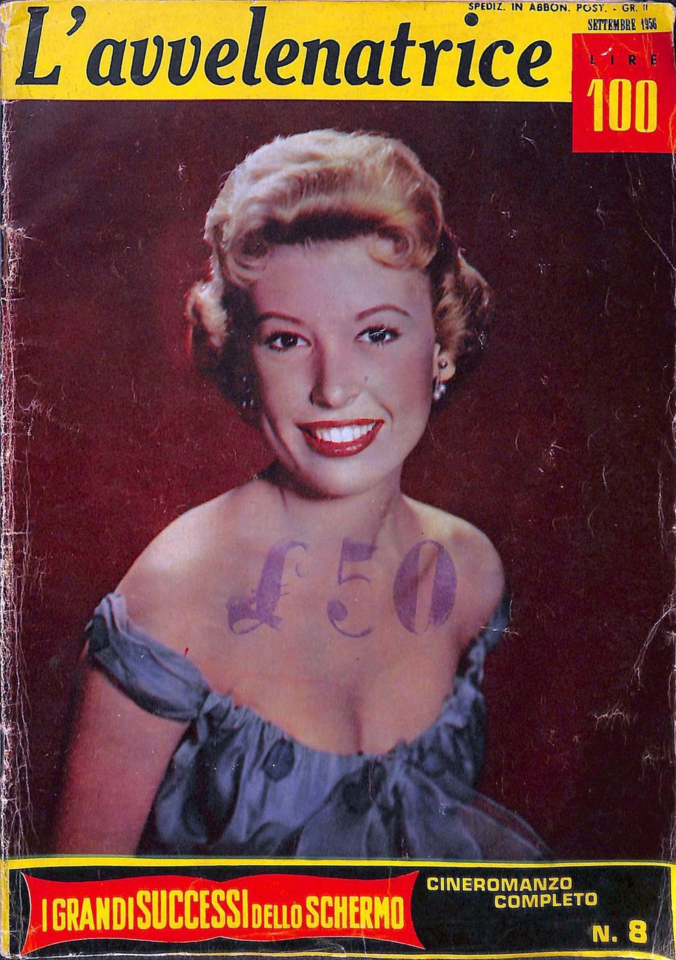 GRANDI SUCCESSI DELLO SCHERMO magazine side cover Issue  8  1956